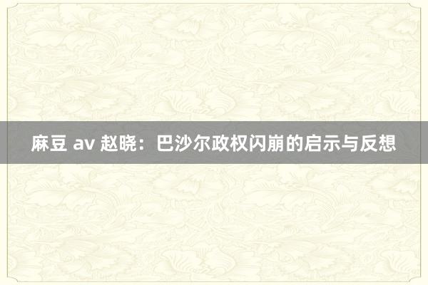 麻豆 av 赵晓：巴沙尔政权闪崩的启示与反想