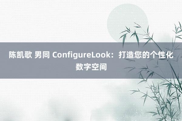 陈凯歌 男同 ConfigureLook：打造您的个性化数字空间