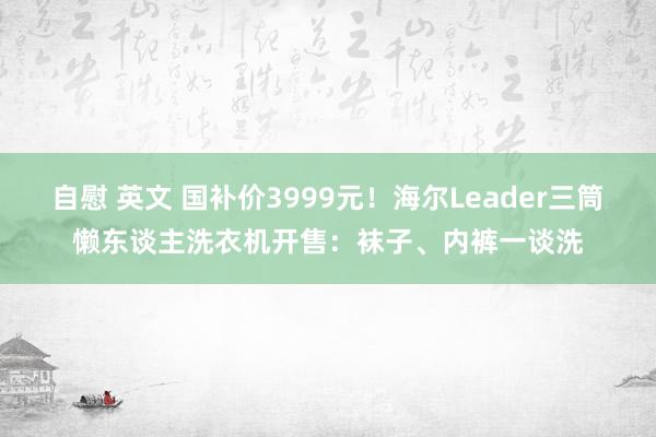自慰 英文 国补价3999元！海尔Leader三筒懒东谈主洗衣机开售：袜子、内裤一谈洗
