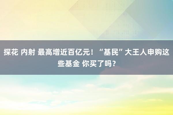 探花 内射 最高增近百亿元！“基民”大王人申购这些基金 你买了吗？